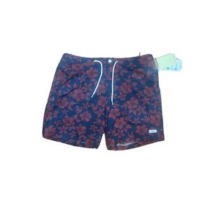 NEW Mens Trunks Surf and Swim CO. Navy/Red Flower Print 38